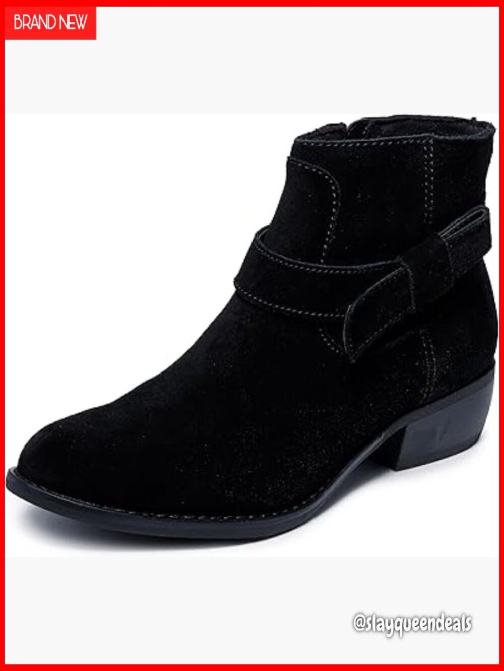 Western Ankle Booties with Memory Foam, Water-Resistant Suede